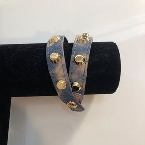 Michael Kors Leather Double-Wrap Bracelet - Blue